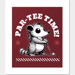 Par-Tee Time Possum Golfing Posters and Art